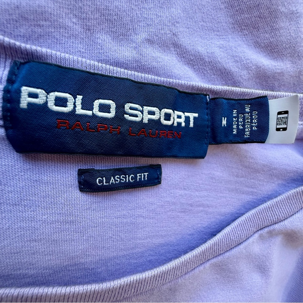 Polo Ralph Lauren Classic Fit Polo Sport Jersey T-Shirt (Sky Lavender/White) Med - Picture 7 of 11